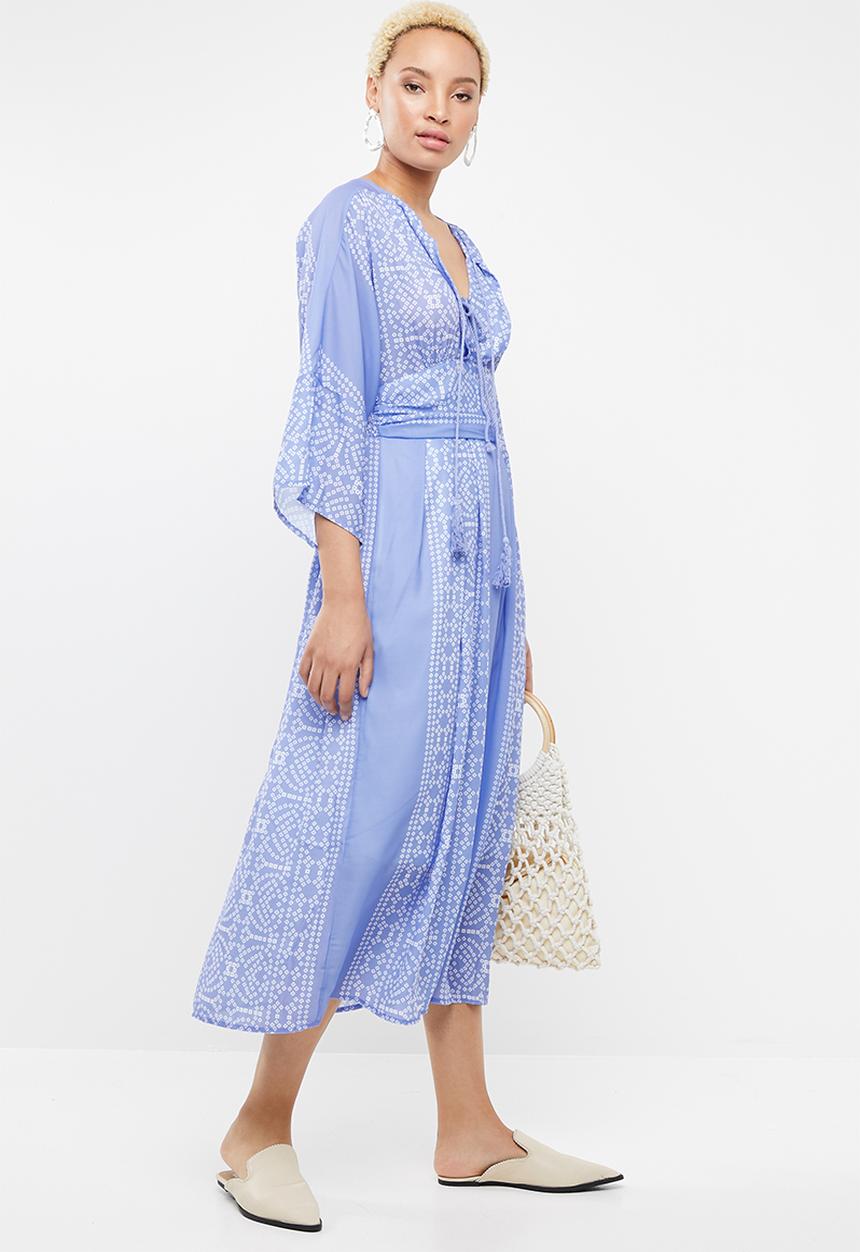 STYLE REPUBLIC - Lace-Up Maxi dress - blue & white 