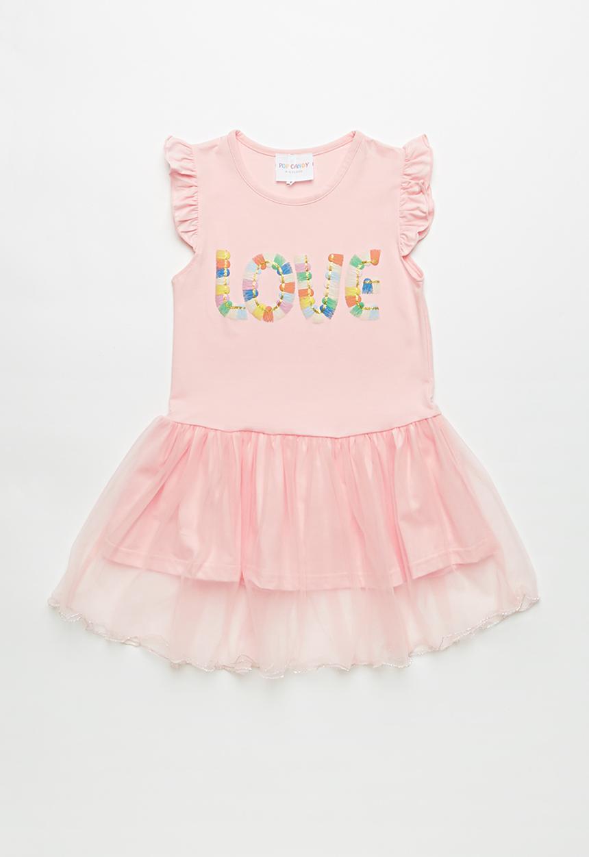 Pop Candy - Girls mesh combo dress - pink