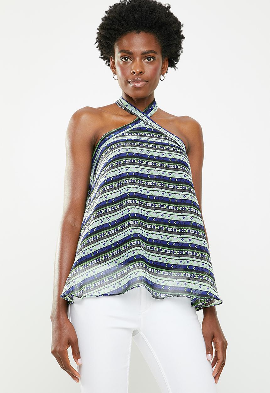 edit - Halterneck swing cami - blue