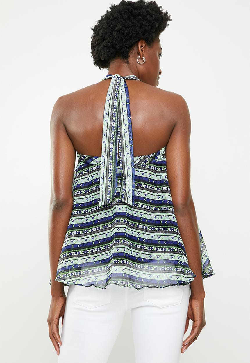 edit - Halterneck swing cami - blue
