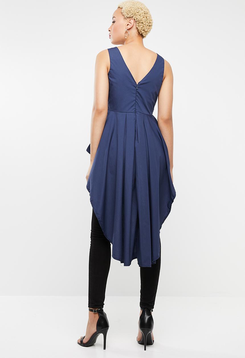 STYLE REPUBLIC - Hi Lo peplum top - navy