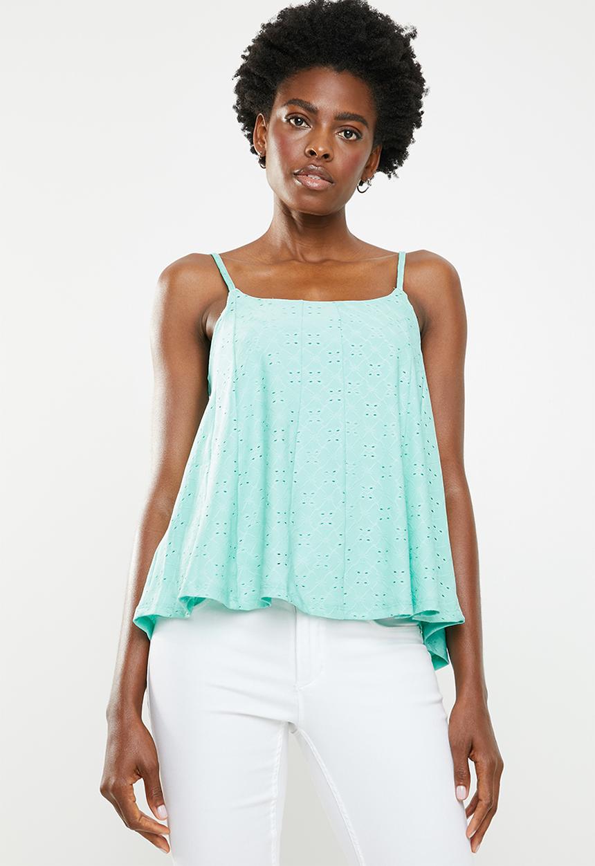 edit - Lace inset cami - green