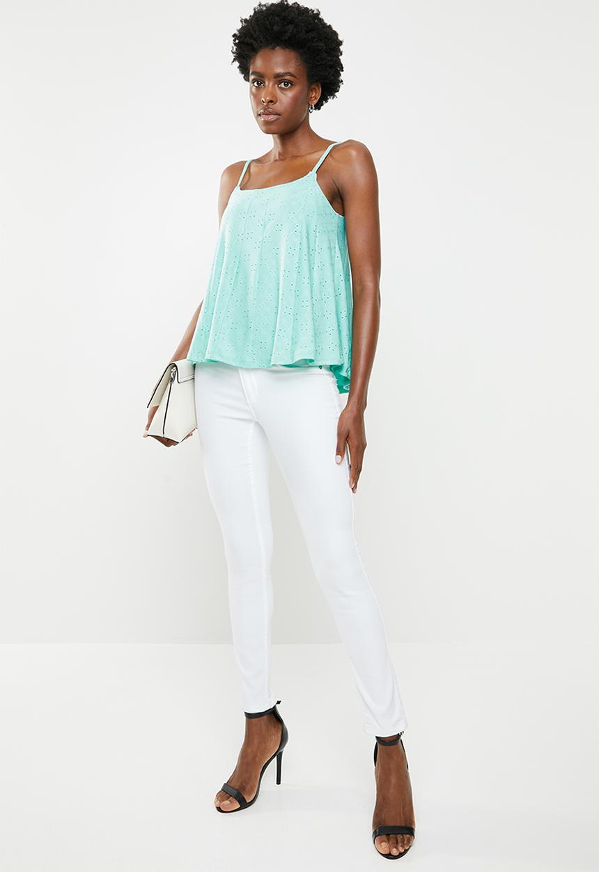 edit - Lace inset cami - green