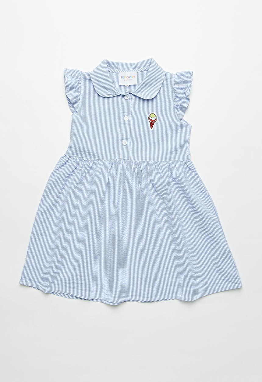 Pop Candy - Girls button down dress - blue