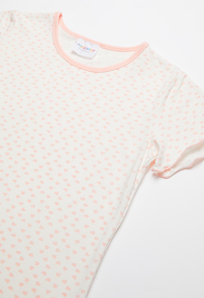 Pop Candy - Heart printed night dress - white & pink