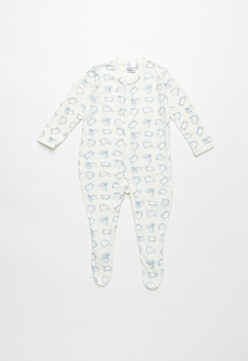 Pop Candy - Baby boys sleepsuit - white & blue