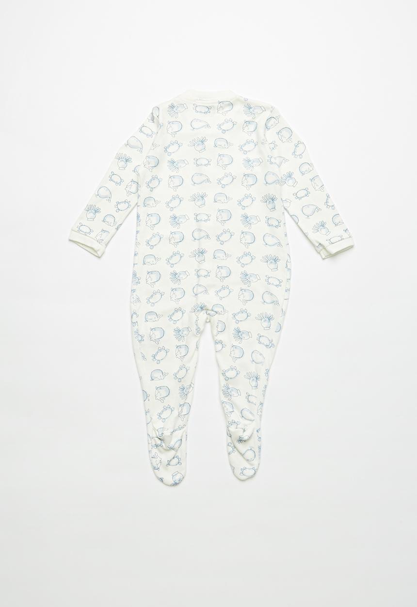 Pop Candy - Baby boys sleepsuit - white & blue