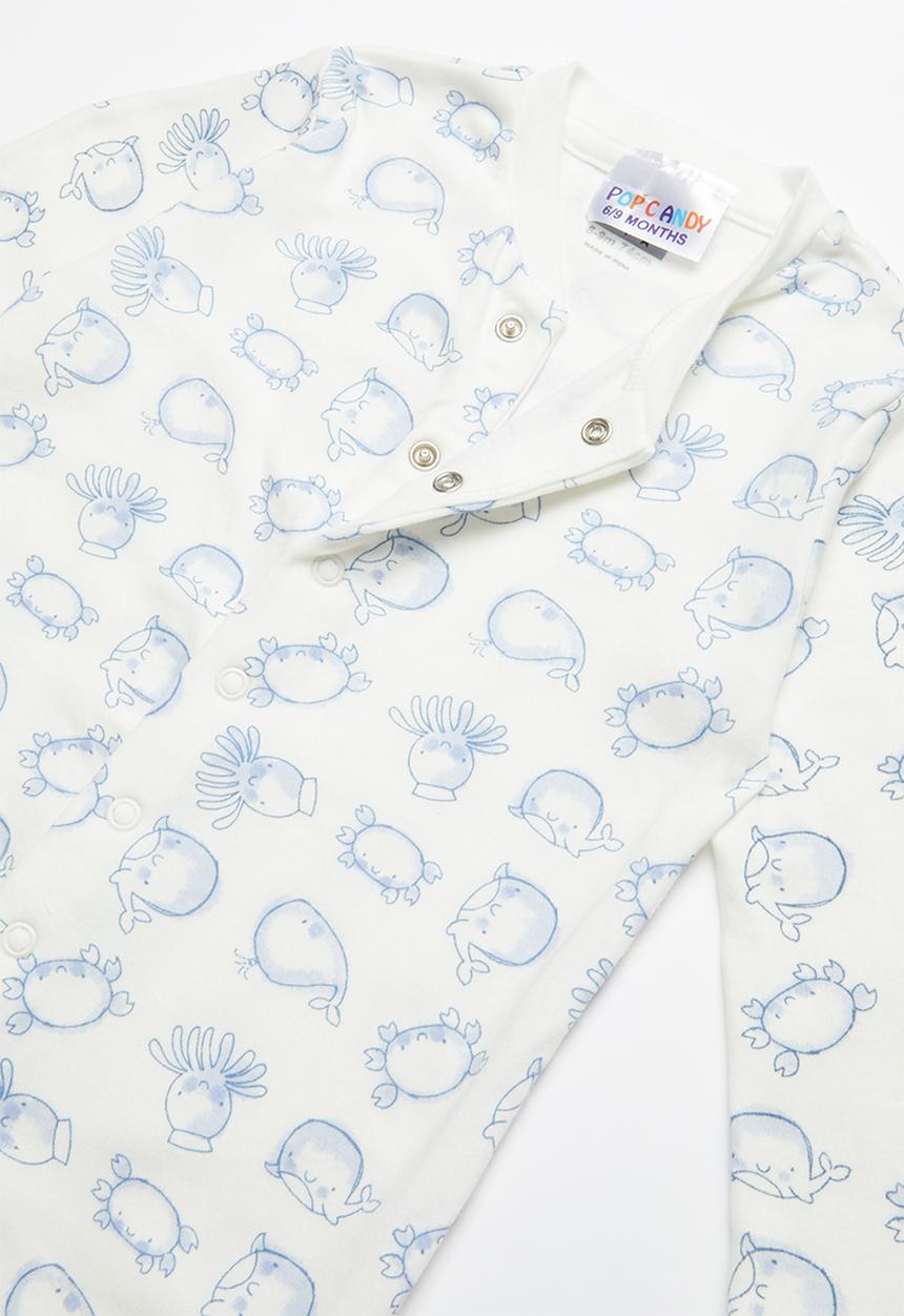 Pop Candy - Baby boys sleepsuit - white & blue