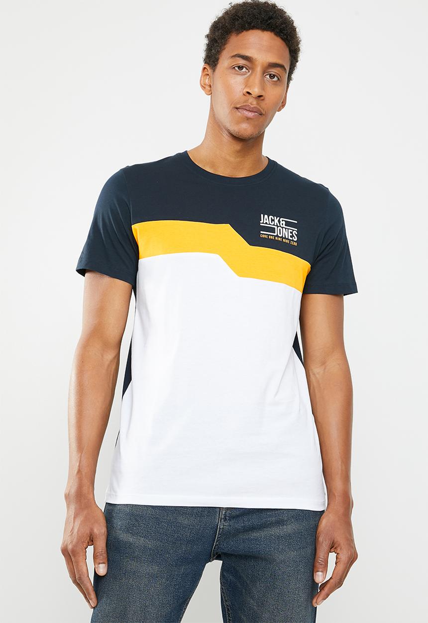 Jack & Jones - Mikkel crew neck tee - yellow & white 