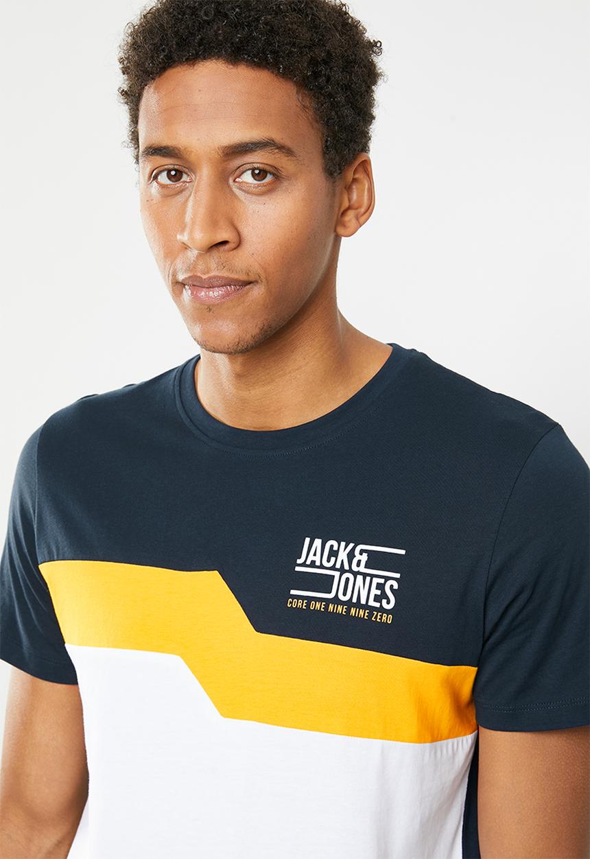 Jack & Jones - Mikkel crew neck tee - yellow & white 
