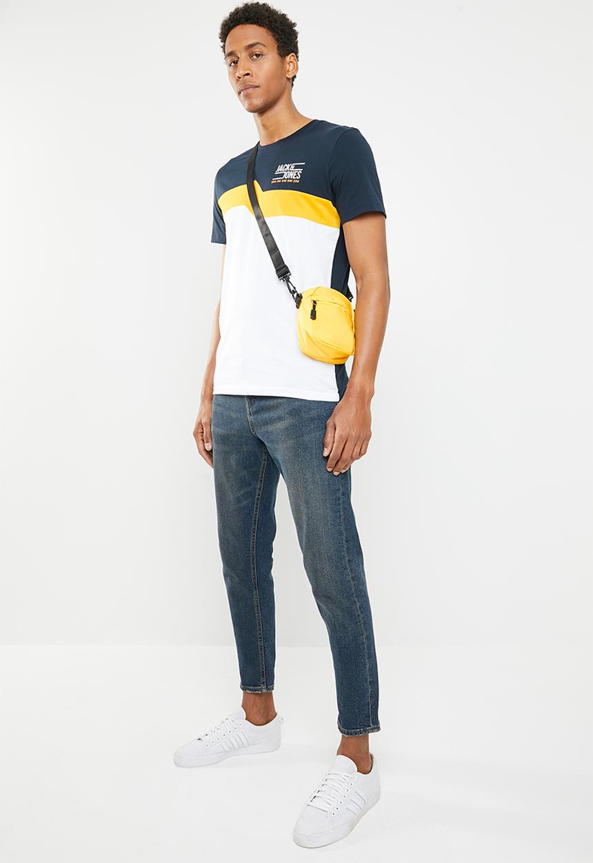 Jack & Jones - Mikkel crew neck tee - yellow & white 