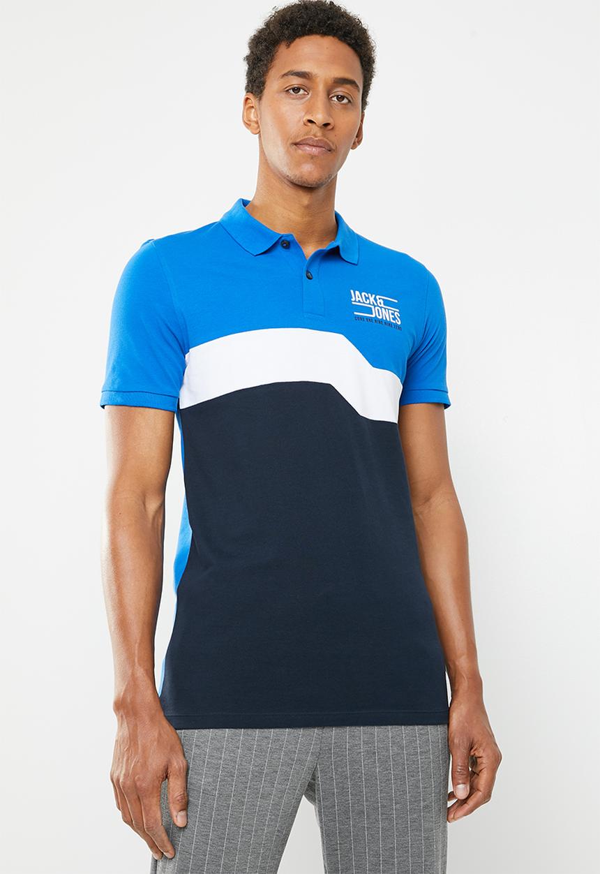 Jack & Jones - Mikkel short sleeve polo - blue & white 