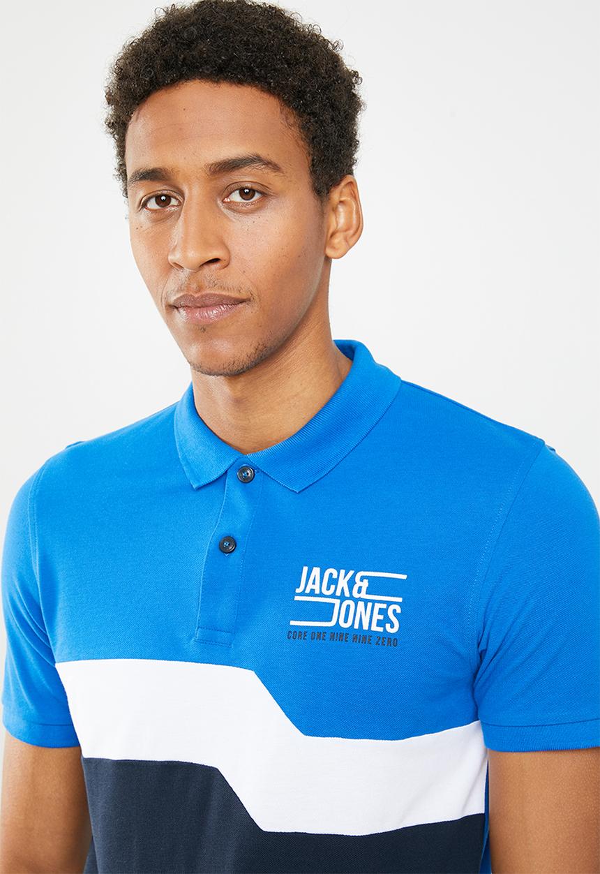 Jack & Jones - Mikkel short sleeve polo - blue & white 