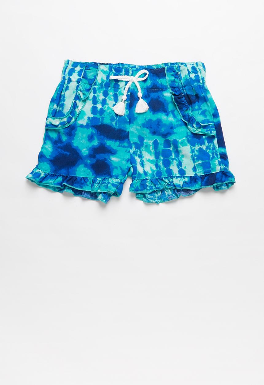 Pop Candy - Girls flouncing rayon shorts - blue