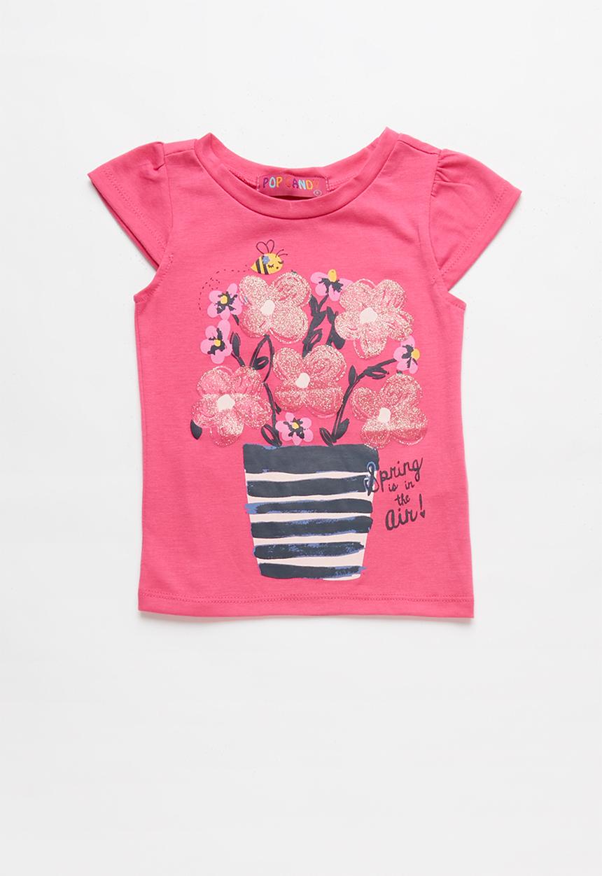 Pop Candy - Girls Flower Printed T-shirt - pink
