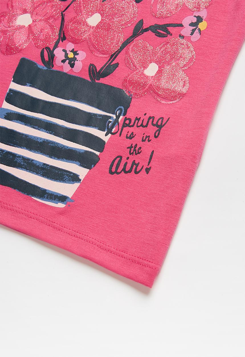 Pop Candy - Girls Flower Printed T-shirt - pink