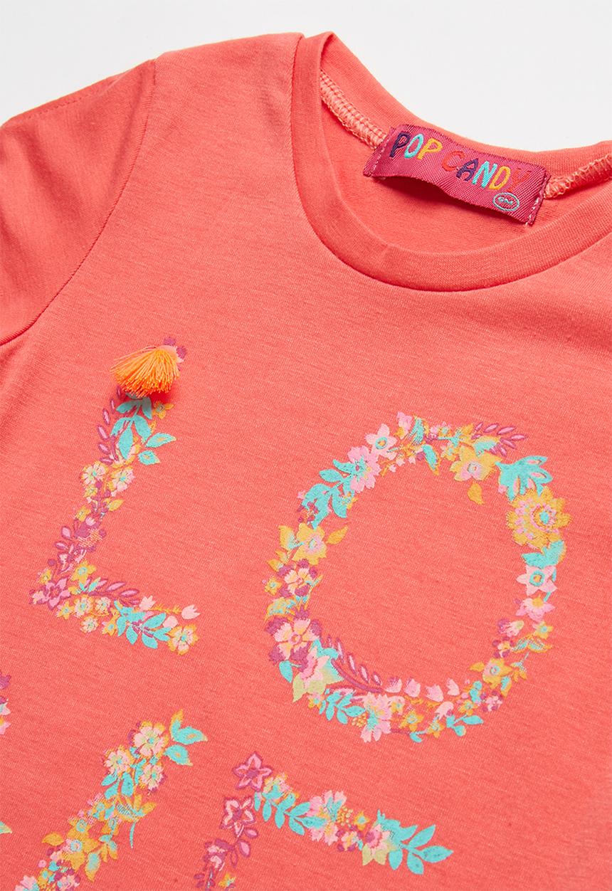 Pop Candy - Baby Girls Printed Tee - coral