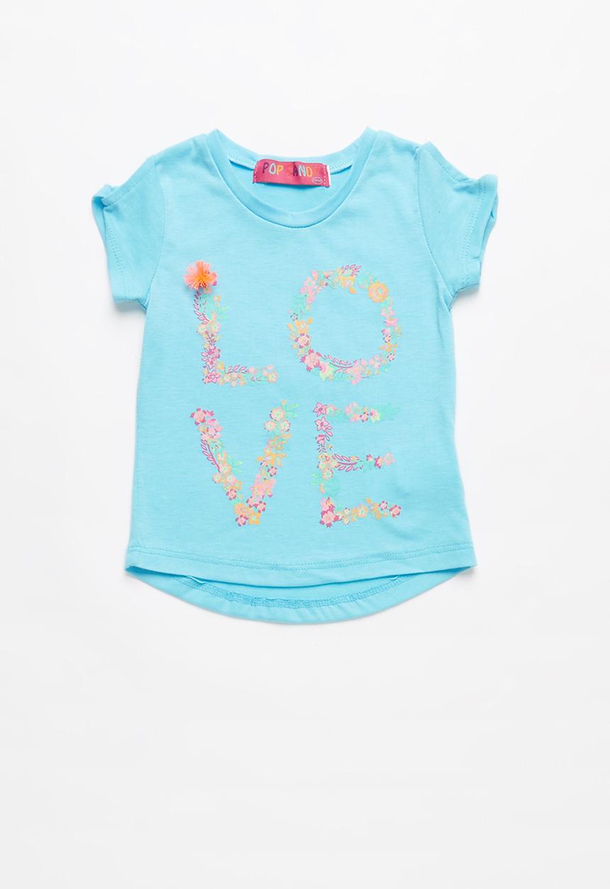 Pop Candy - Baby Girls Printed Tee - blue