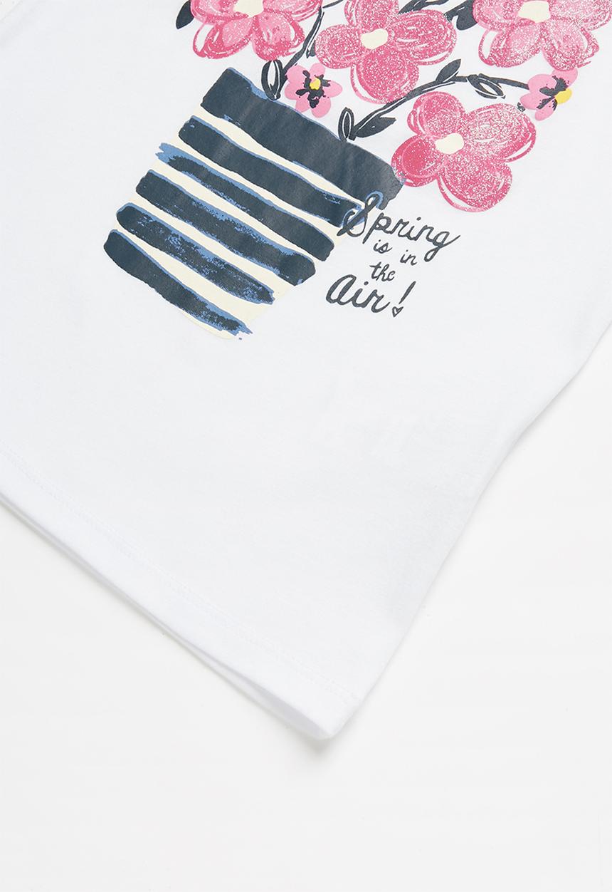 Pop Candy - Girls Flower Printed T-shirt - white