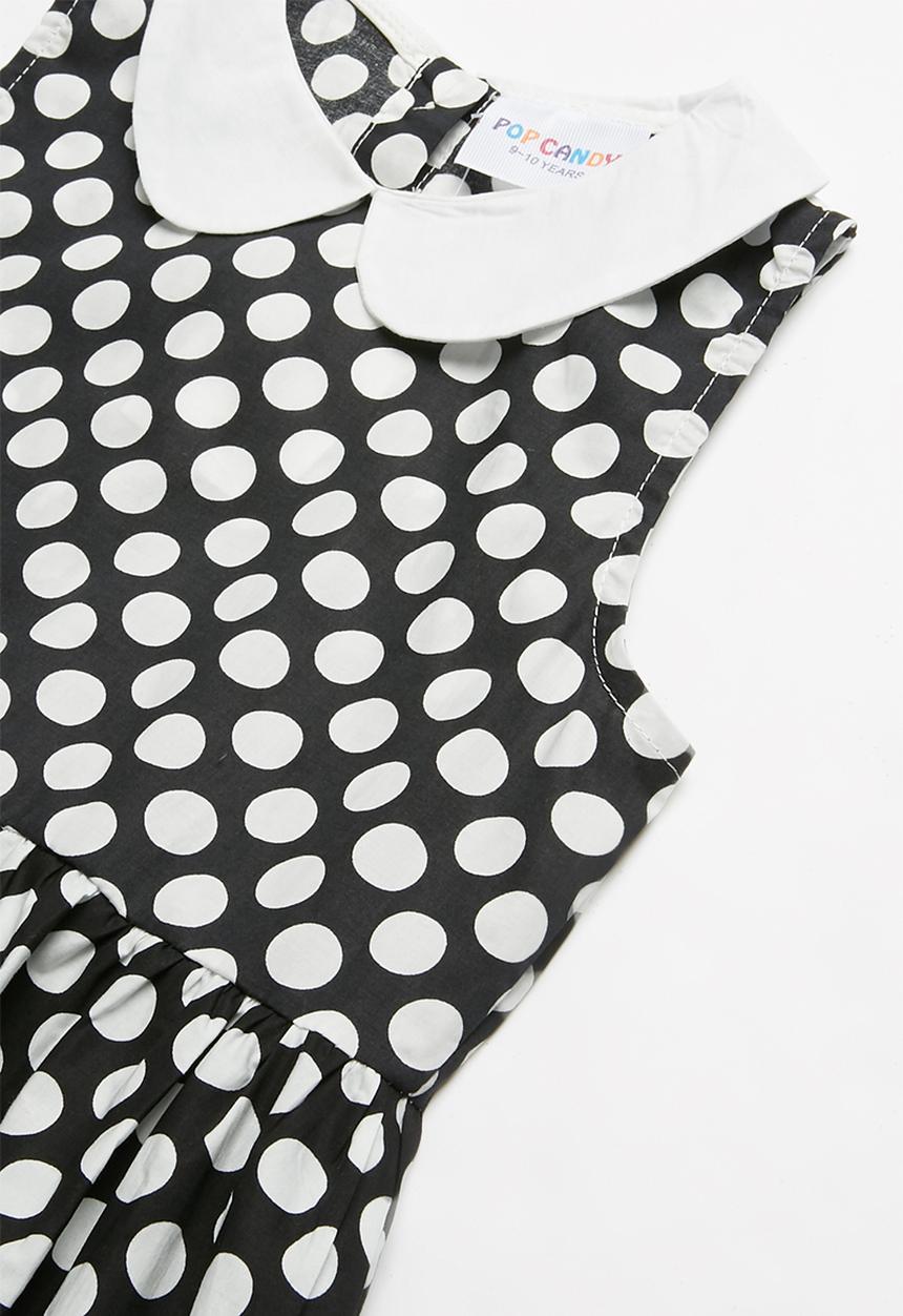 Pop Candy - Girls collared dress - black & white