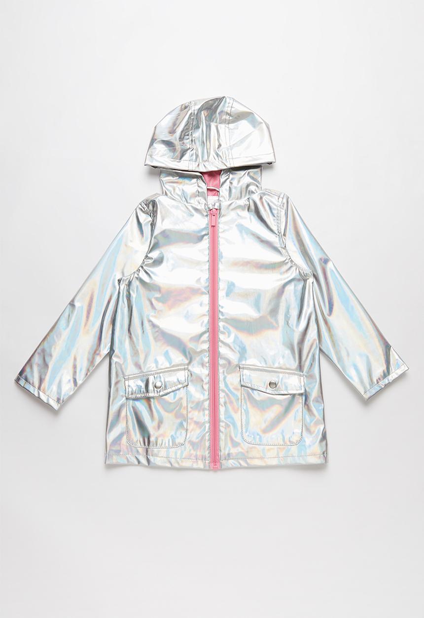 Pop Candy - Girls hooded metallic jacket - silver