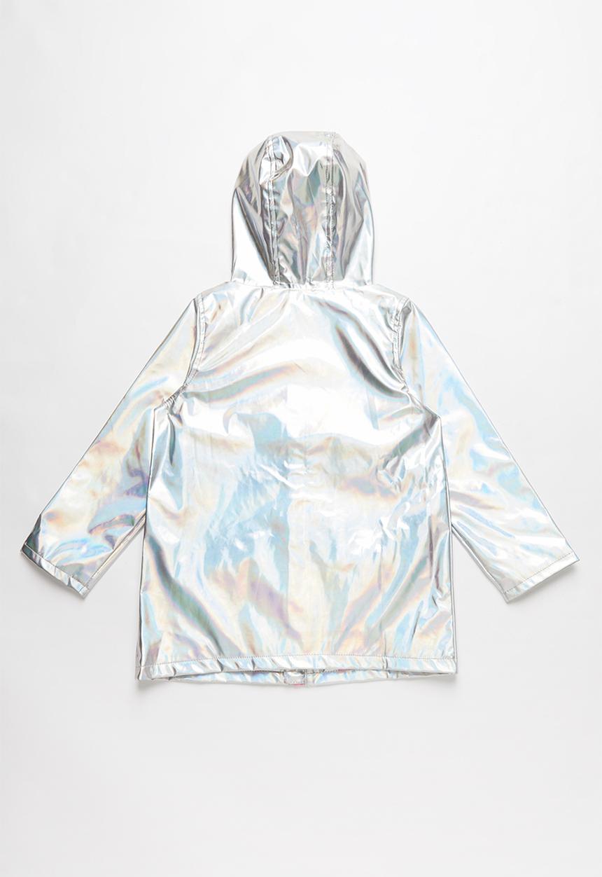 Pop Candy - Girls hooded metallic jacket - silver