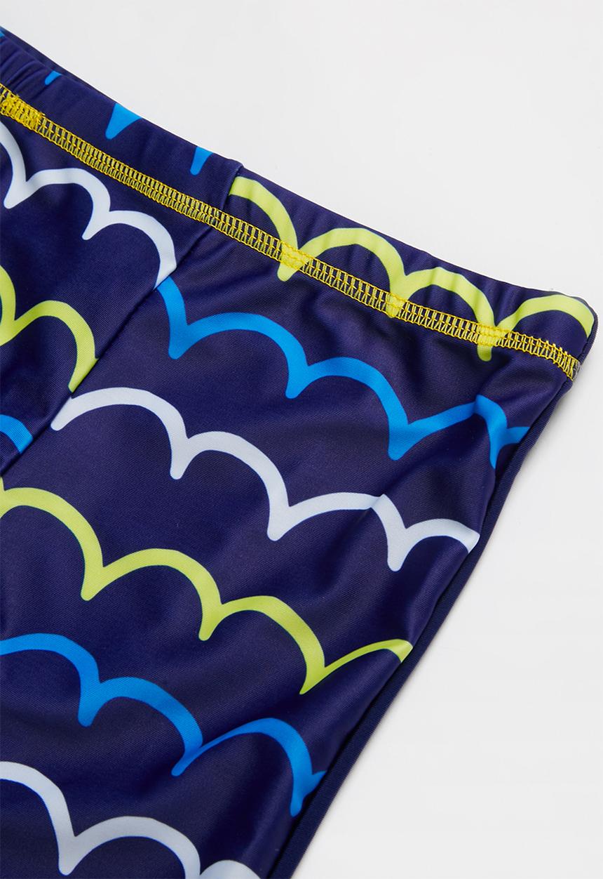 Pop Candy - Printed fish 2 piece swimsuit - blue & yellow