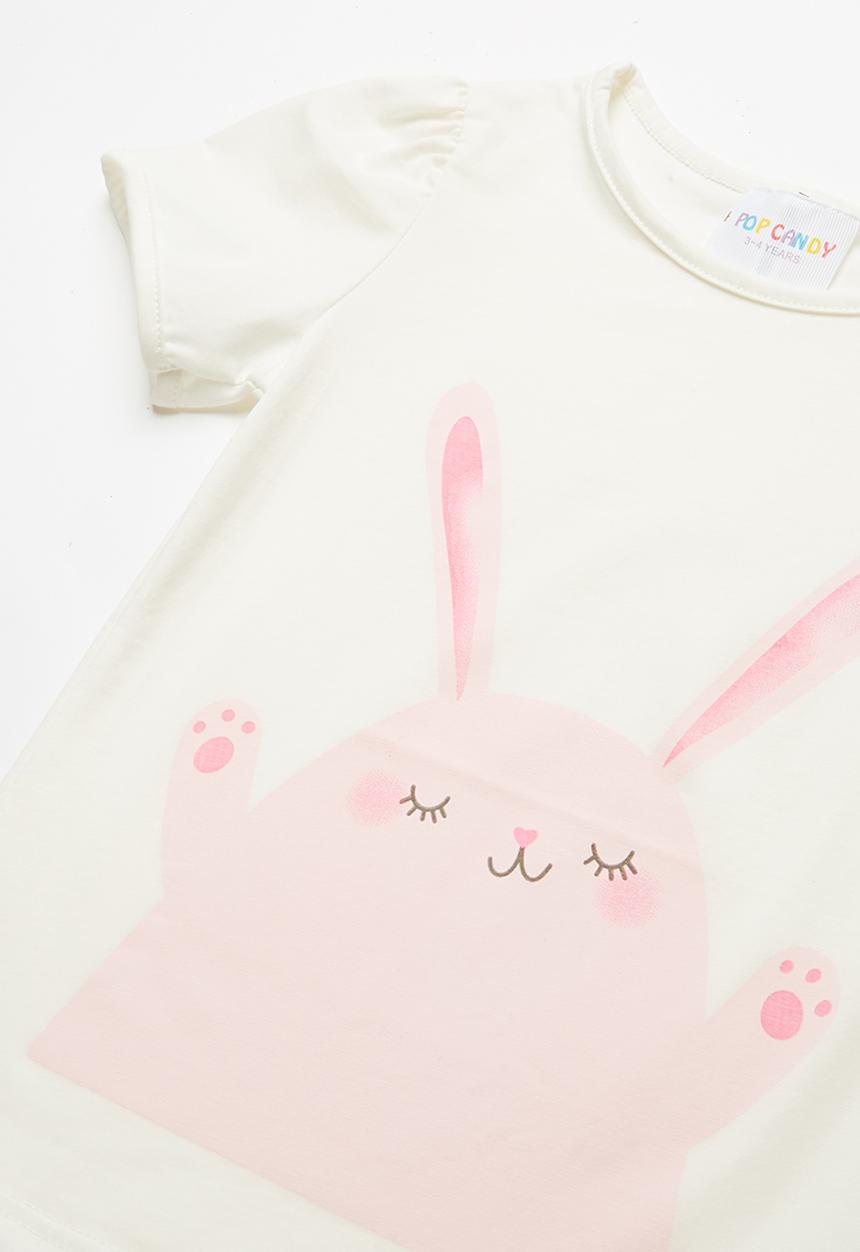 Pop Candy - Printed bunny tee - white