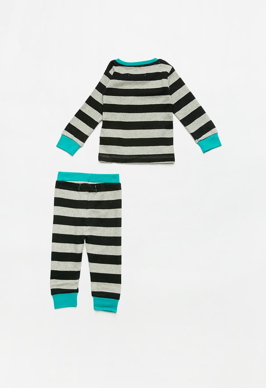 MINOTI - Grey stripe long sleeve pyjama set - multi