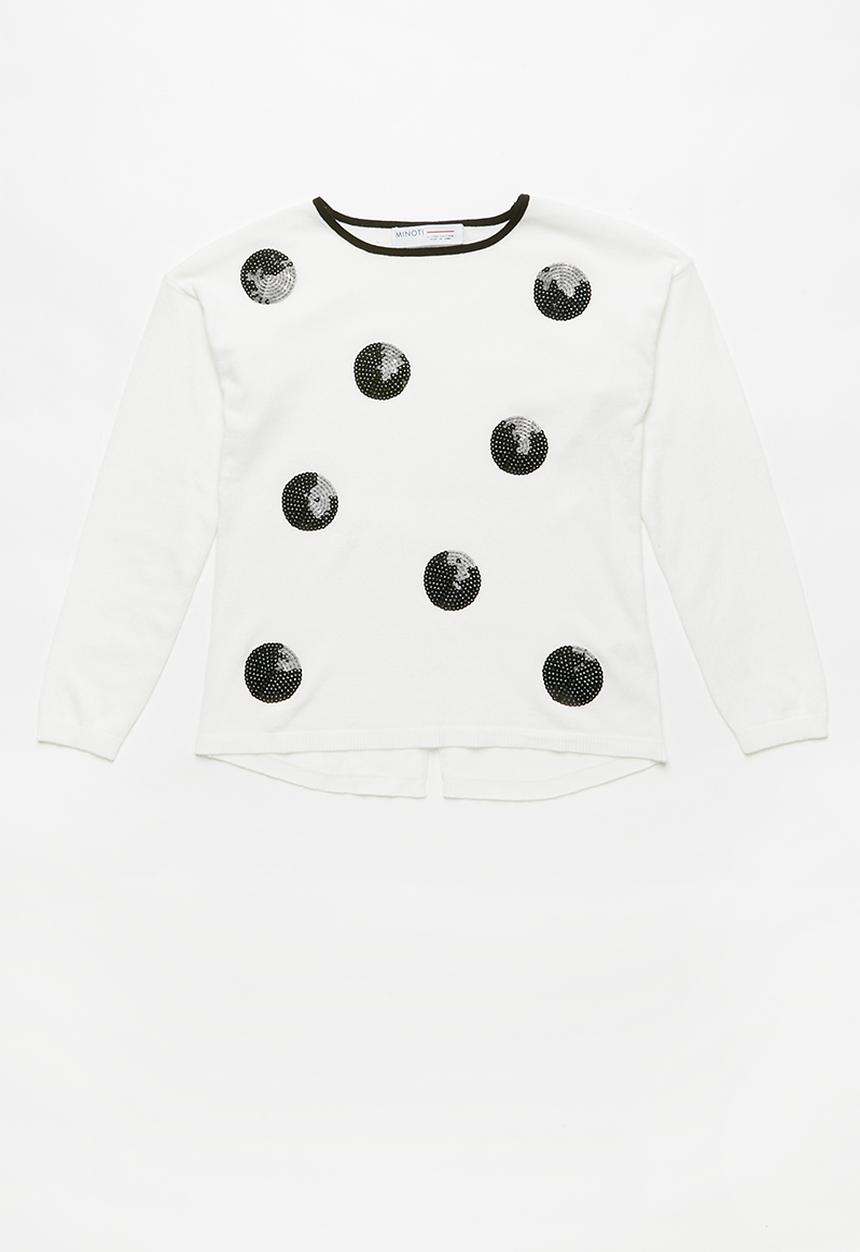 MINOTI - Kids sequin fine knit jumper - black & white