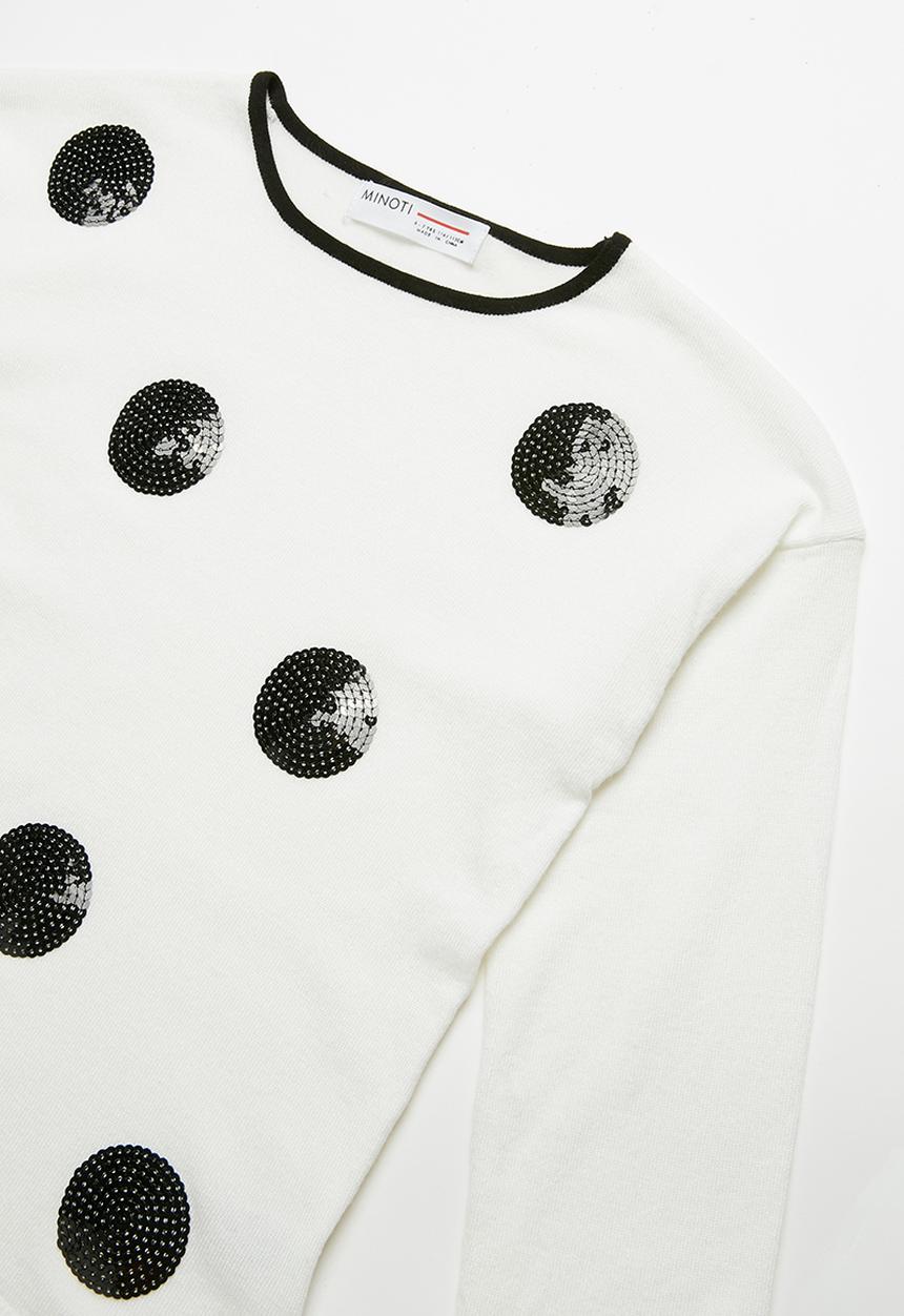 MINOTI - Kids sequin fine knit jumper - black & white