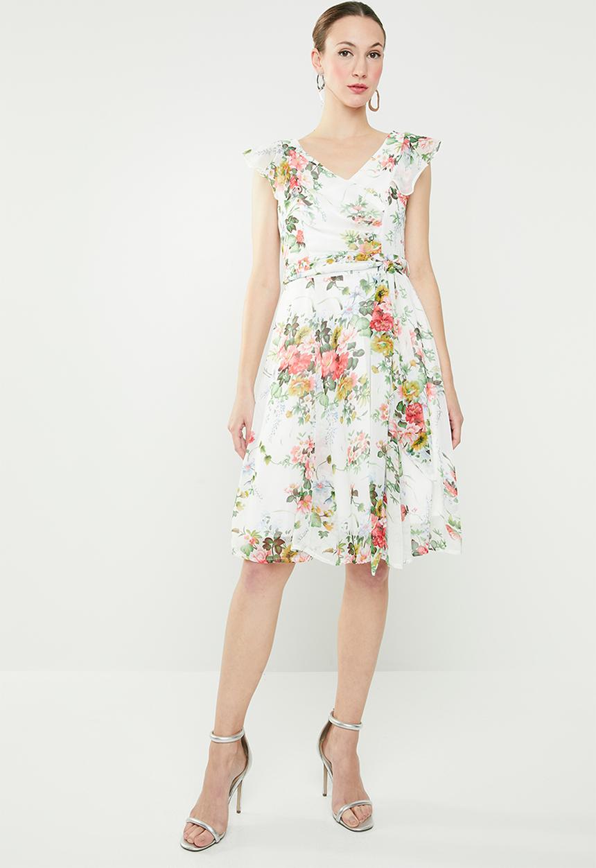Revenge - Floral front tie wrap dress - multi