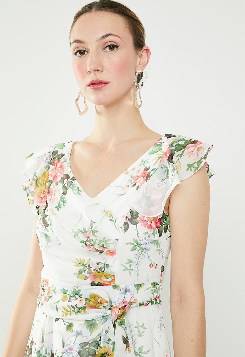 Revenge - Floral front tie wrap dress - multi