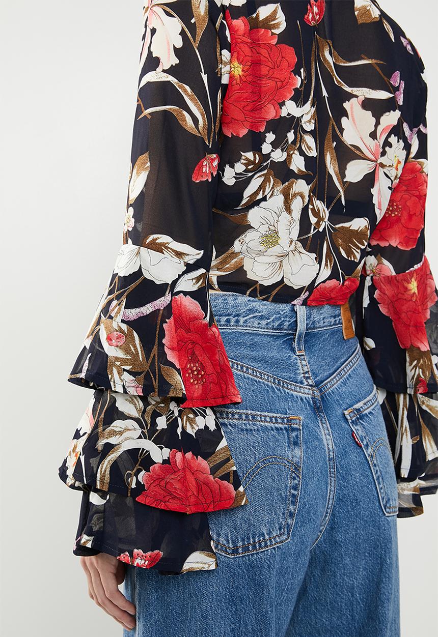 Revenge - Flamenco tie front top - multi