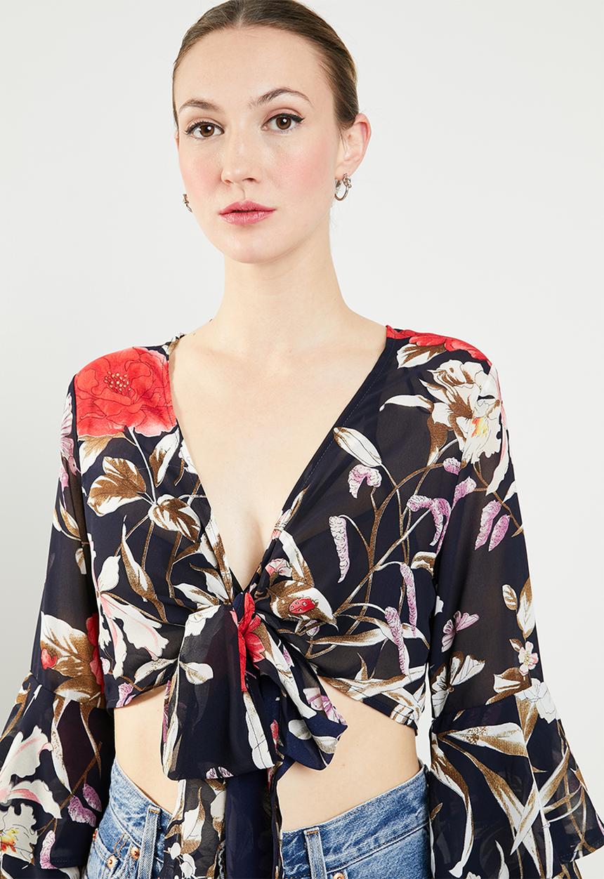 Revenge - Flamenco tie front top - multi