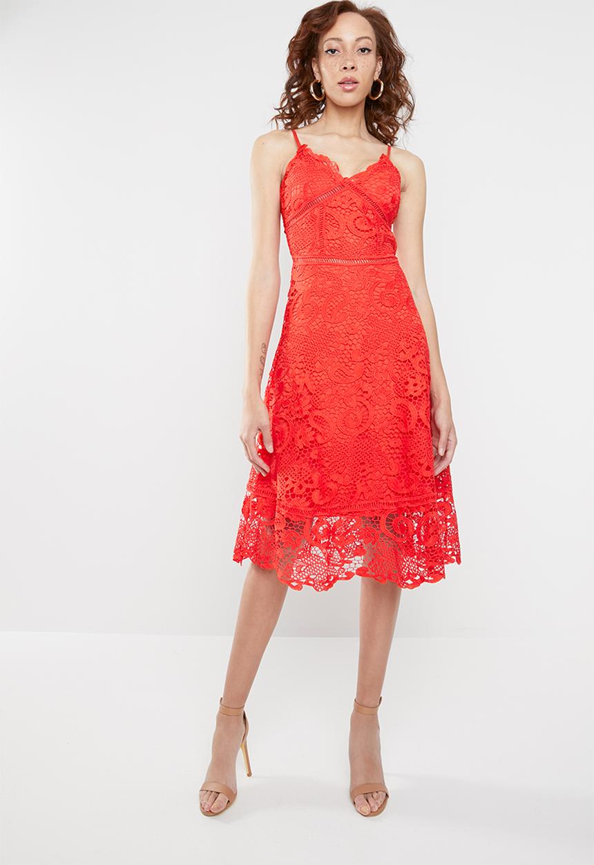STYLE REPUBLIC - Crochet ladder tea dress - orange