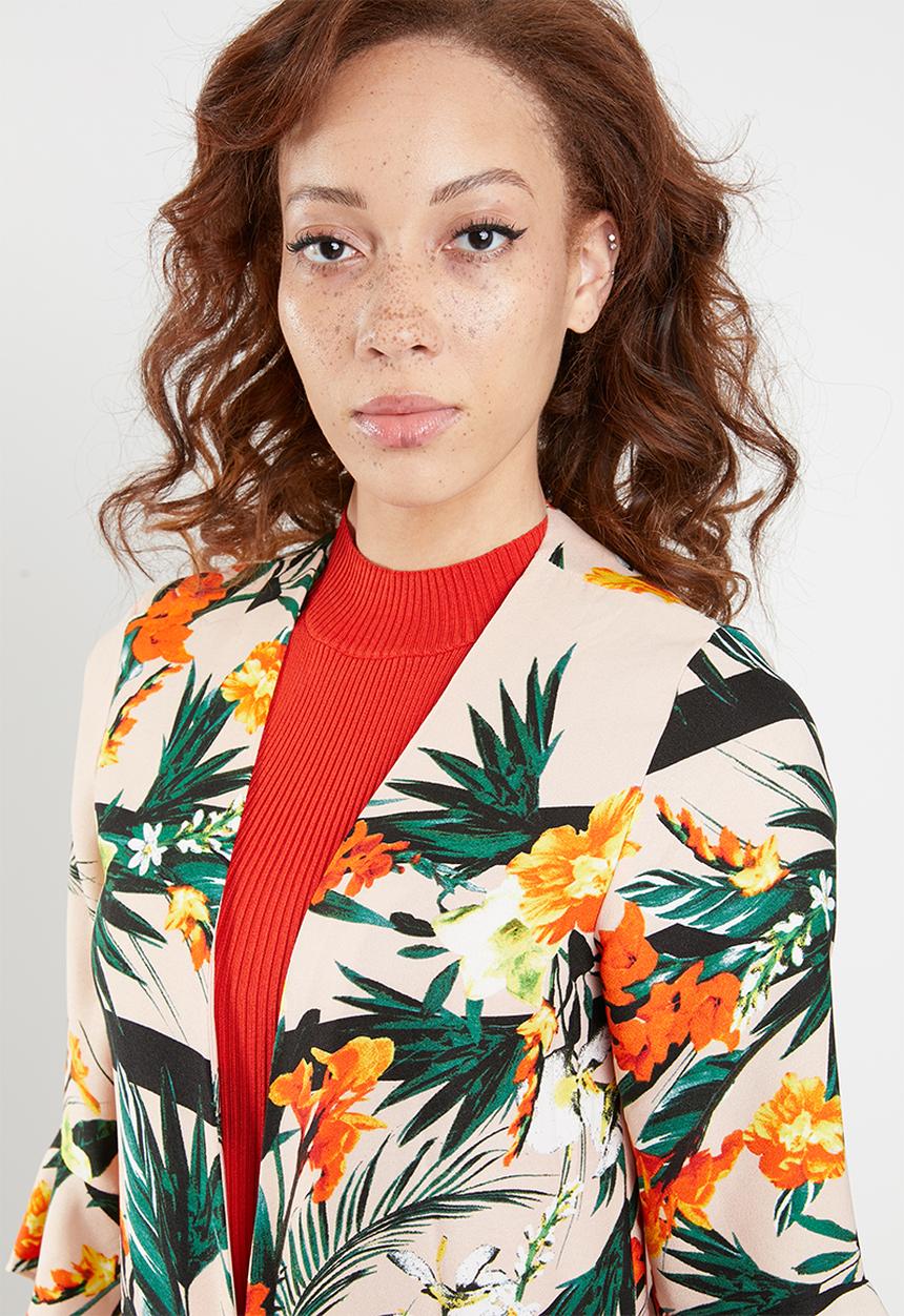 STYLE REPUBLIC - Frill sleeve kimono - multi-colour