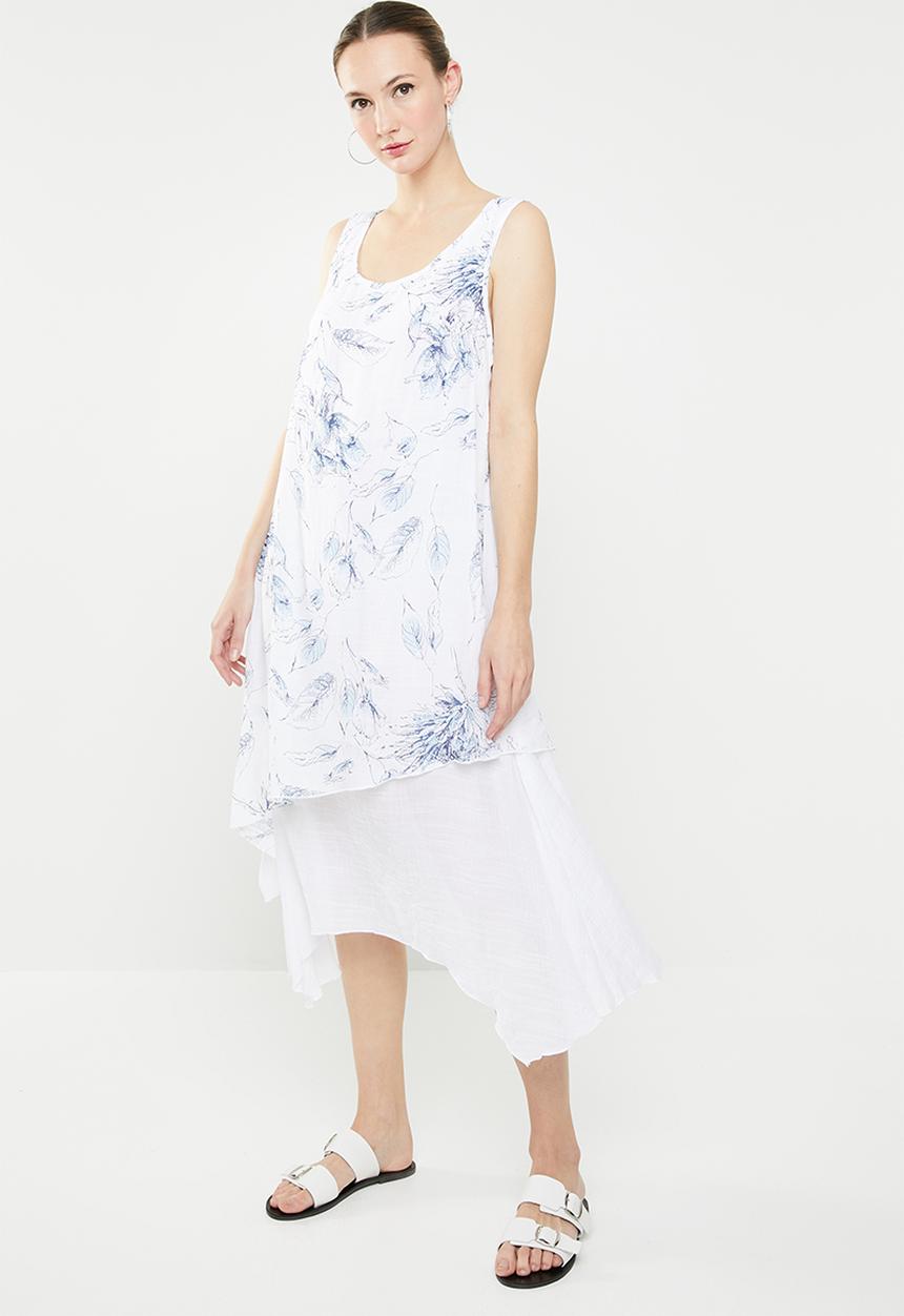Revenge - Double layer floral dress - blue & white