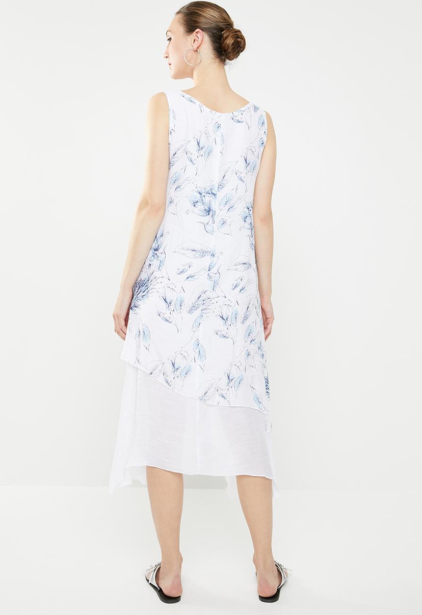Revenge - Double layer floral dress - blue & white
