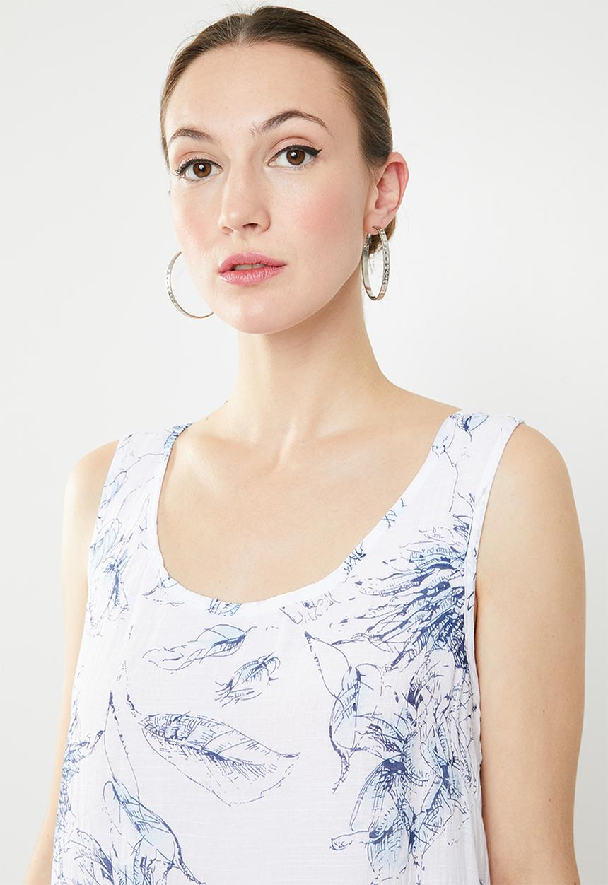 Revenge - Double layer floral dress - blue & white