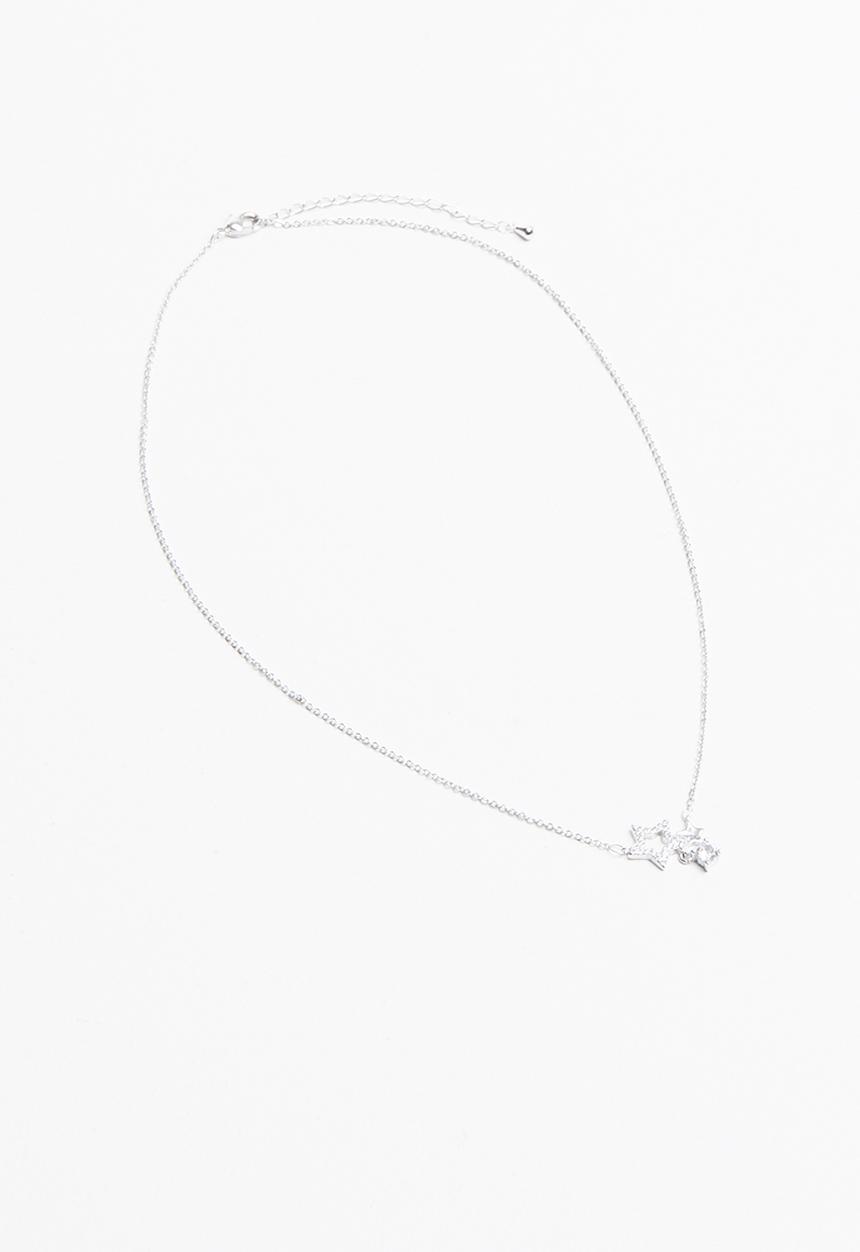 Pop Candy - Diamante star necklace - silver