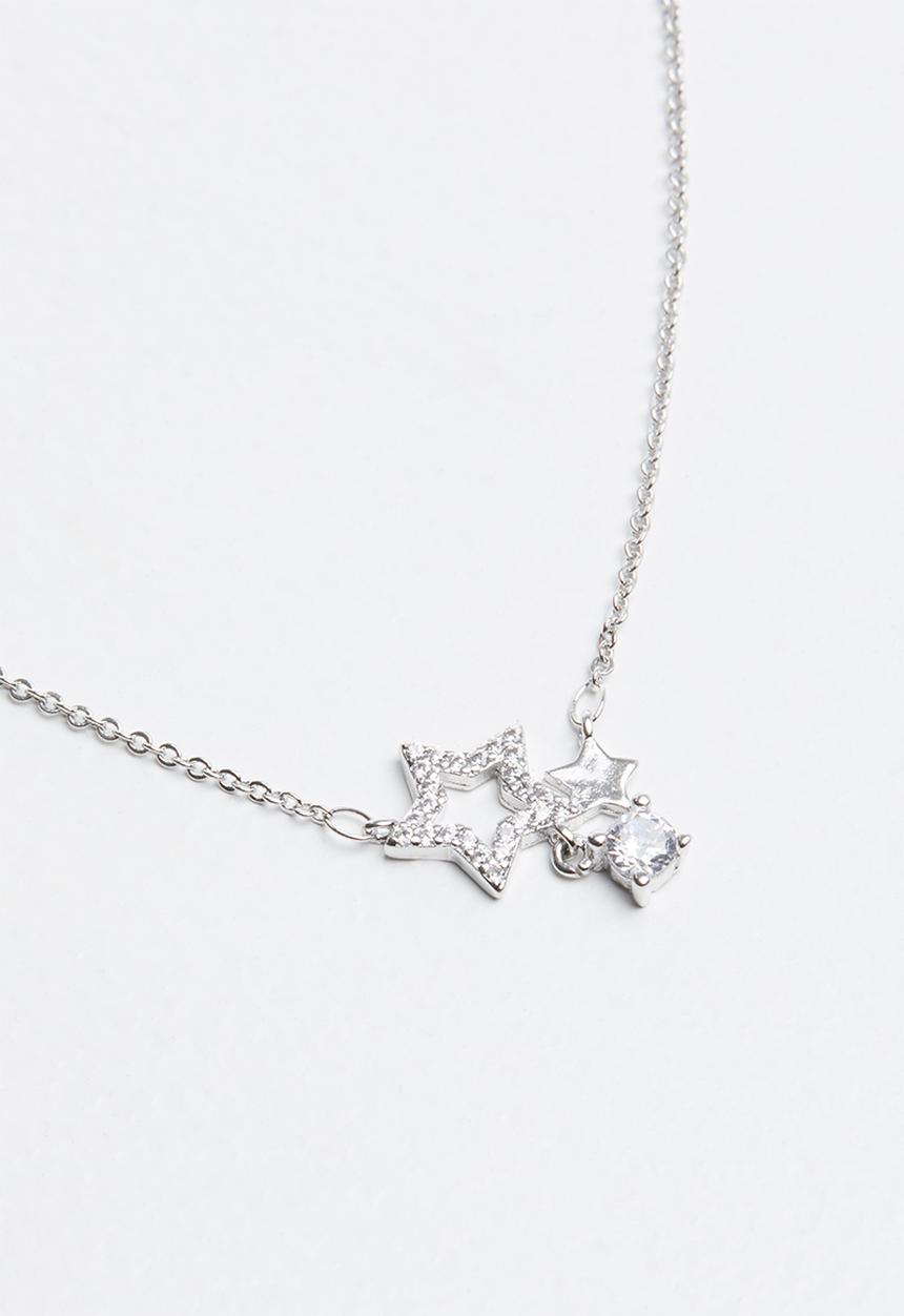 Pop Candy - Diamante star necklace - silver