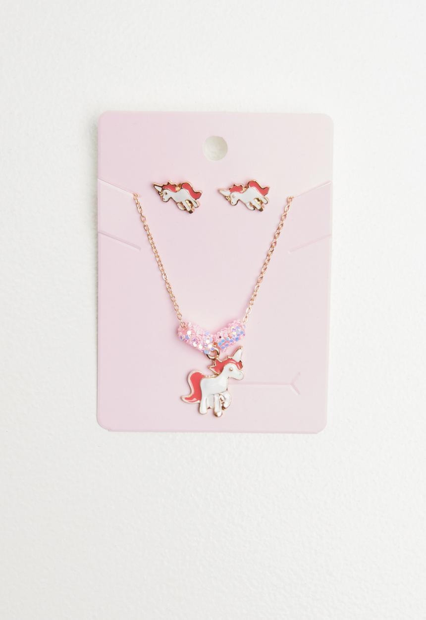 Pop Candy - Unicorn necklace & earrings set - gold
