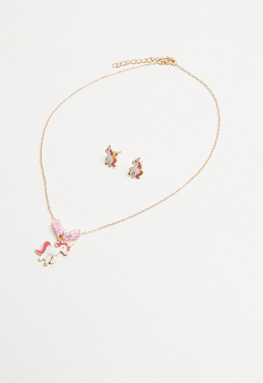 Pop Candy - Unicorn necklace & earrings set - gold