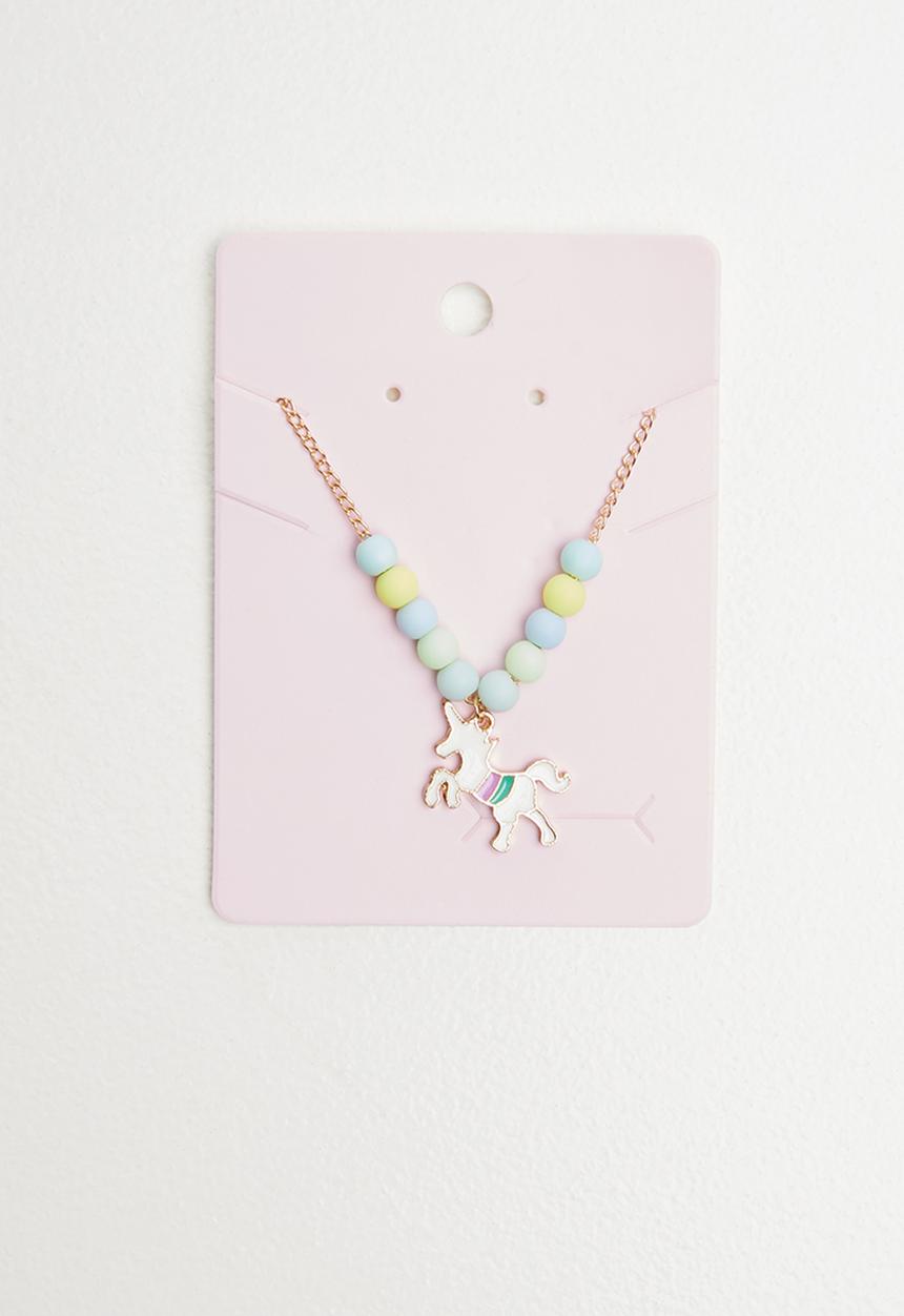 Pop Candy - Multi colour bead unicorn necklace - gold