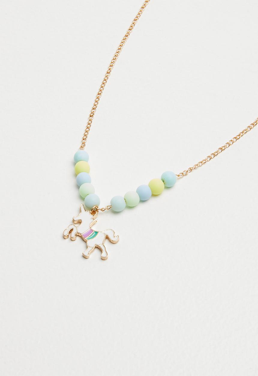 Pop Candy - Multi colour bead unicorn necklace - gold