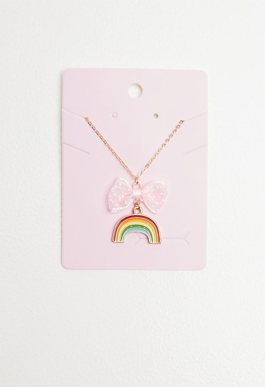 Pop Candy - Rainbow bow necklace - gold