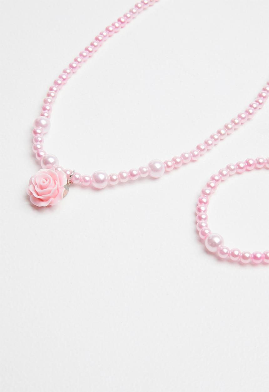 Pop Candy - 2 piece necklace and bracelet set - pink