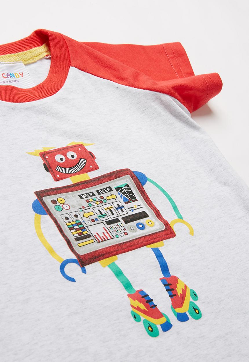 Pop Candy - Boys printed robot tee - multi