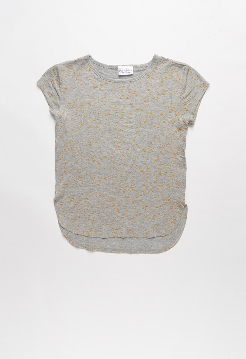 Pop Candy - Girls stretched T-shirt - grey & gold 
